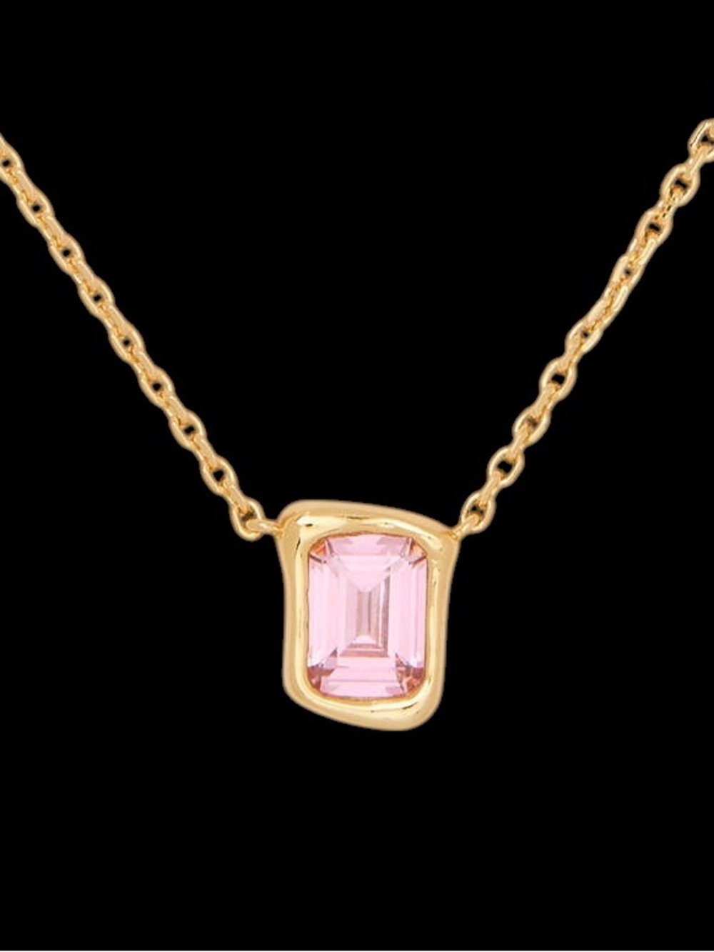 New Kate Spade Pink Molten Glass Pendant 16” Necklace in Gold with Tag